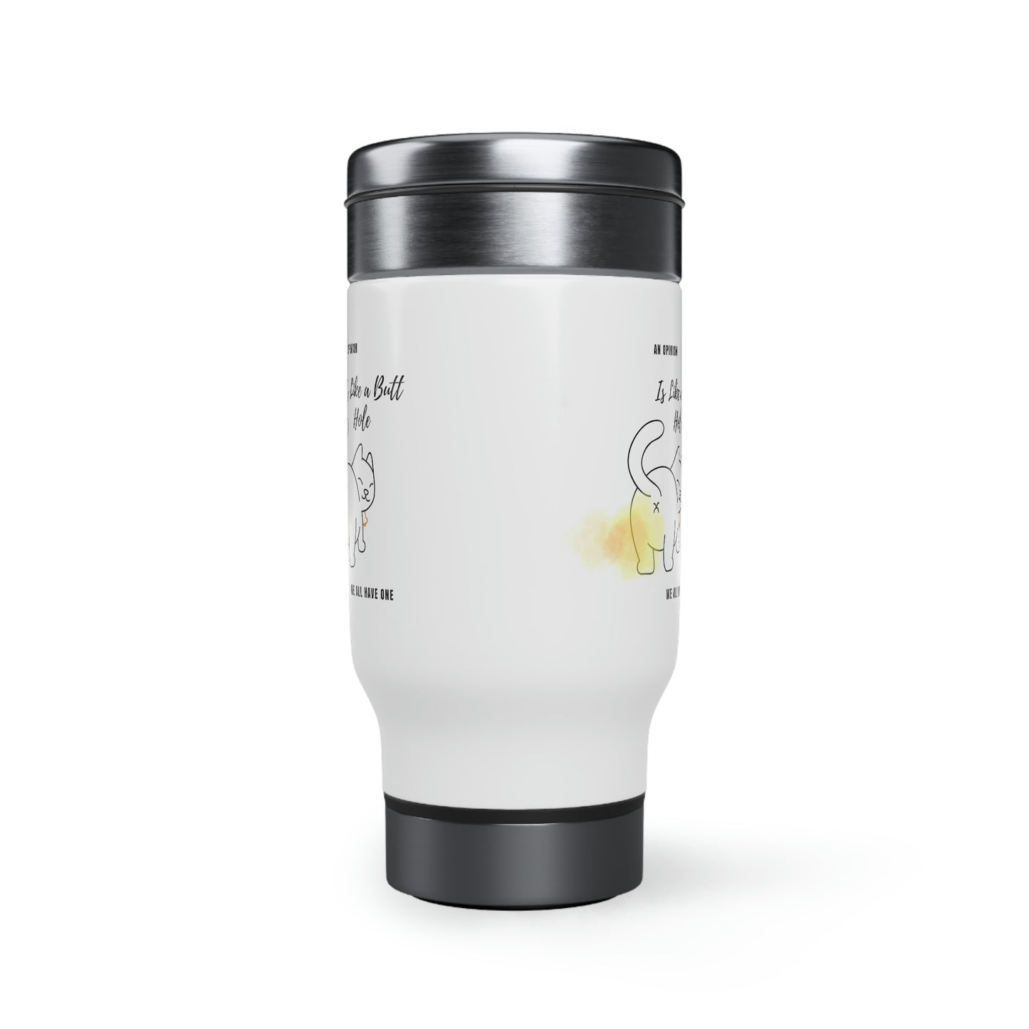 Kitty Stainless Steel Travel Mug with Handle, 14oz