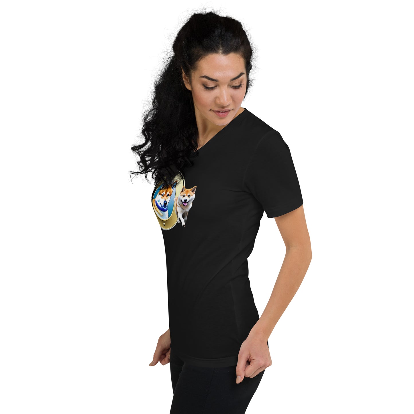 Shiba Inu Unisex Short Sleeve V-Neck T-Shirt | BKLA | Shirts & Tops | Tshirt, crop top, tee, sleeve tee, tank top, cotton tee